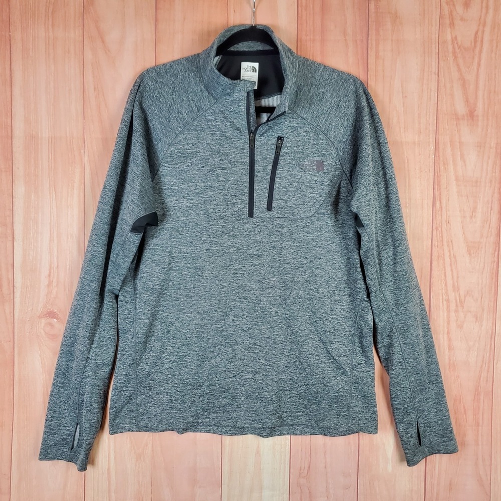 The North Face FlashDry Mens Sweatshirt‎ Large Gray 1/4 Zip Mock Neck Pullover